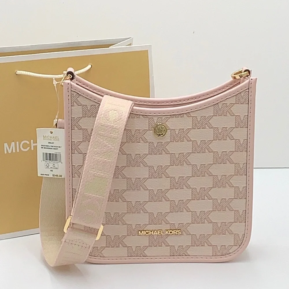 MICHAEL KORS Briley Small Logo Messenger XBODY Bag POWDER BLUSH MULTI